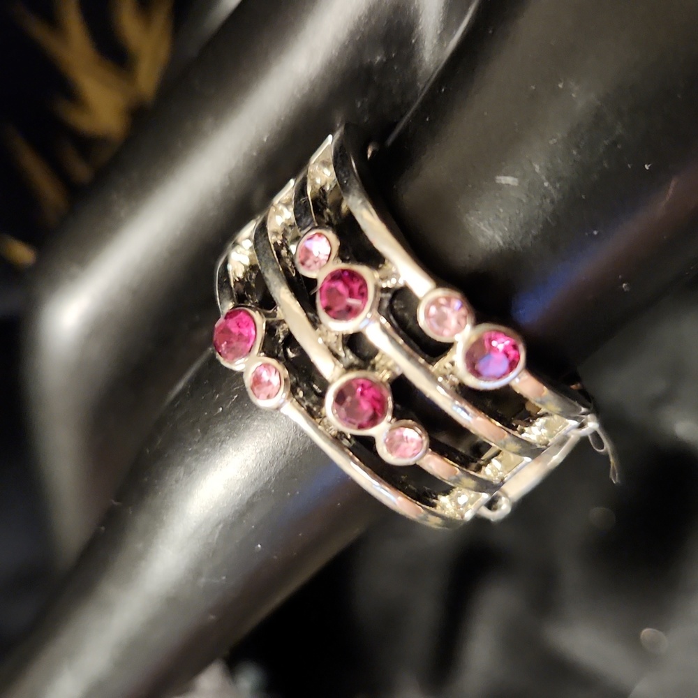 Paparazzi Silver & Pink Rhinestone Ring - 92